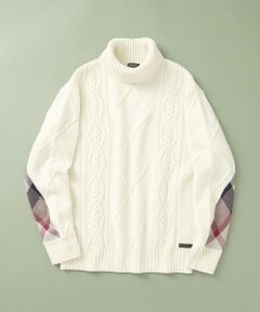 【WEB限定】チェックコンビタートルネックニット