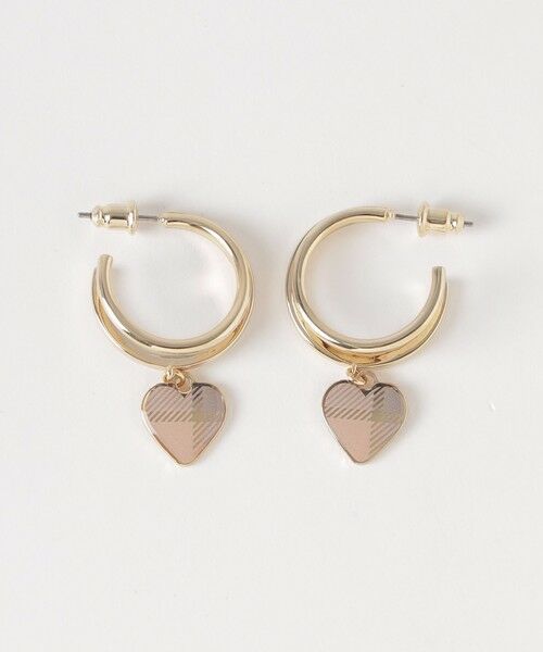 K18YG 750 ハート フープピアス 新品 Hoop Earrings-