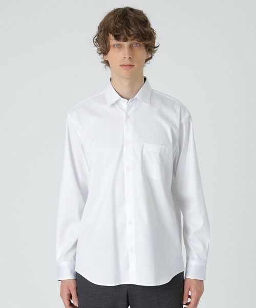 シャツ新品 LL ブラックレーベルクレストブリッジ 裏チェック リネン混 長袖シャツ白