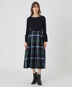 【美人百花コラボ】クレストブリッジチェッククロッシングツイルニットドッキングドレス