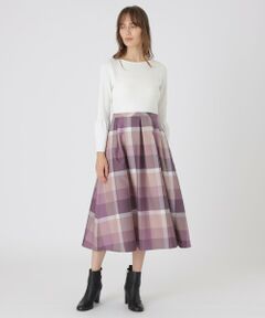 【美人百花コラボ】クレストブリッジチェッククロッシングツイルニットドッキングドレス