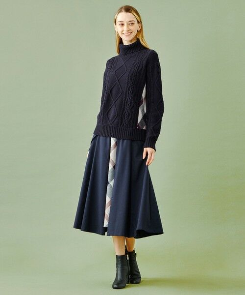 BLUE LABEL / BLACK LABEL CRESTBRIDGE / ブルーレーベル / ブラックレーベル・クレストブリッジ  ニット・セーター | 【WEB限定】クレストブリッジチェックコンビケーブルニット | 詳細6