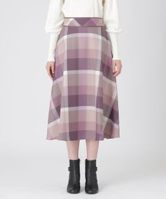 クレストブリッジチェッククロッシングツイルフレアスカート