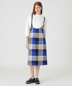 クレストブリッジチェッククロッシングツイルサロペットスカート