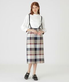 クレストブリッジチェッククロッシングツイルサロペットスカート