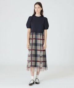 【美人百花コラボ】クレストブリッジチェックチュールニットセットアップ