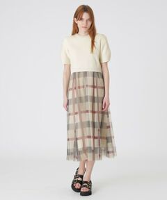 【美人百花コラボ】クレストブリッジチェックチュールニットセットアップ