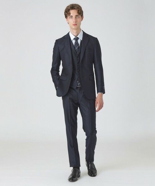 BLUE LABEL / BLACK LABEL CRESTBRIDGE / ブルーレーベル / ブラックレーベル・クレストブリッジ  セットアップ | 【一部店舗限定】Zegna ELECTAネイビーシャドーストライプスリーピーススーツ | 詳細1