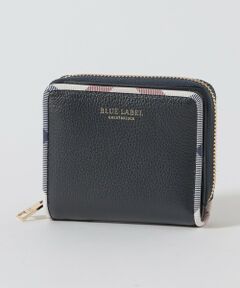 クレストブリッジチェックパイピングレザー二つ折り財布