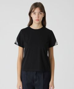 プレーティング天竺フリルスリーブTシャツ