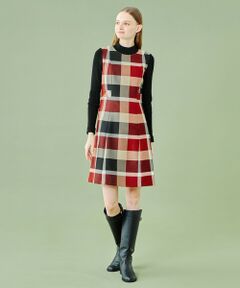 【WEB限定】クレストブリッジチェッククロッシングビエラニットコンビドレス