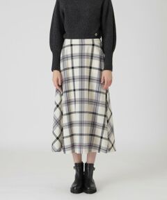 【店舗限定】クレストブリッジチェックサキソニードビーオーバーペンフレアスカート