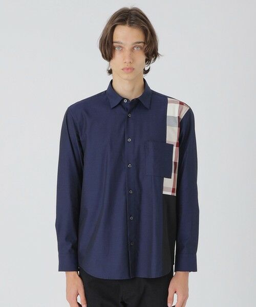 BLUE LABEL / BLACK LABEL CRESTBRIDGE / ブルーレーベル / ブラックレーベル・クレストブリッジ  シャツ・ブラウス | 【一部店舗限定】パッチワークチェックシャツ（ネイビー1）