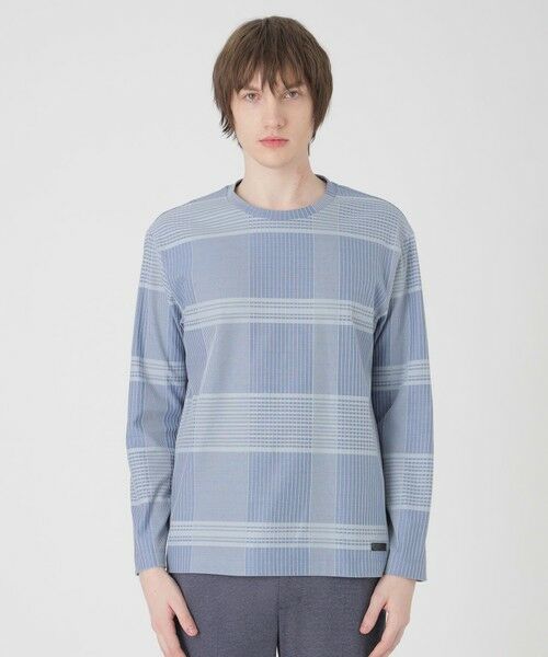 BLUE LABEL / BLACK LABEL CRESTBRIDGE/ブルーレーベル / ブラックレーベル・クレストブリッジ ハリヌキシャドーチェックカットソー ブルー3 LL BLUE LABEL / BLACK LABEL CRESTBRIDGE/ブルーレーベル / ブラックレーベル・クレストブリッジ ハリヌキシャドーチェックカットソー ブルー3 LL