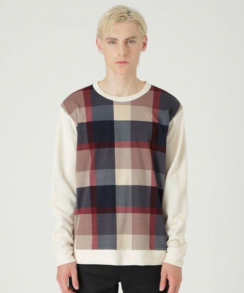 BLUE LABEL / BLACK LABEL CRESTBRIDGE/ブルーレーベル / ブラックレーベル・クレストブリッジ 【一部店舗限定】パネルチェックニットソー オフホワイト1 M BLUE LABEL / BLACK LABEL CRESTBRIDGE/ブルーレーベル / ブラックレーベル・クレストブリッジ 【一部店舗限定】パネルチェックニットソー オフホワイト1 M