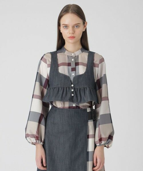 BLUE LABEL / BLACK LABEL CRESTBRIDGE / ブルーレーベル / ブラックレーベル・クレストブリッジ  その他アウター | スラブシャンブレーデニムショートビスチェ（ネイビー3）