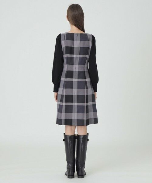 BLUE LABEL / BLACK LABEL CRESTBRIDGE / ブルーレーベル / ブラックレーベル・クレストブリッジ  ドレス | クレストブリッジチェッククロッシングビエラニットスリーブドレス | 詳細2