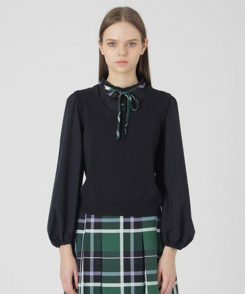 BLUE LABEL / BLACK LABEL CRESTBRIDGE/ブルーレーベル / ブラックレーベル・クレストブリッジ ニットベストレイヤードブラウス ネイビー3 38 BLUE LABEL / BLACK LABEL CRESTBRIDGE/ブルーレーベル / ブラックレーベル・クレストブリッジ ニットベストレイヤードブラウス ネイビー3 38