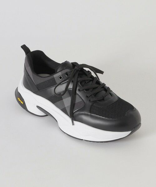 BLUE LABEL / BLACK LABEL CRESTBRIDGE / ブルーレーベル / ブラックレーベル・クレストブリッジ  スニーカー | 【WEB・一部店舗限定】【BLACK.lab】トーナルグレークレストブリッジチェックコンビビブラムスニーカー | 詳細3