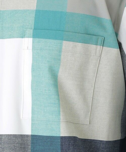 used 美品 ハイストレッチトリコットクレストブリッジチェックシャツLブルー セール】 ナイロントリコットクレストブリッジチェックシャツ