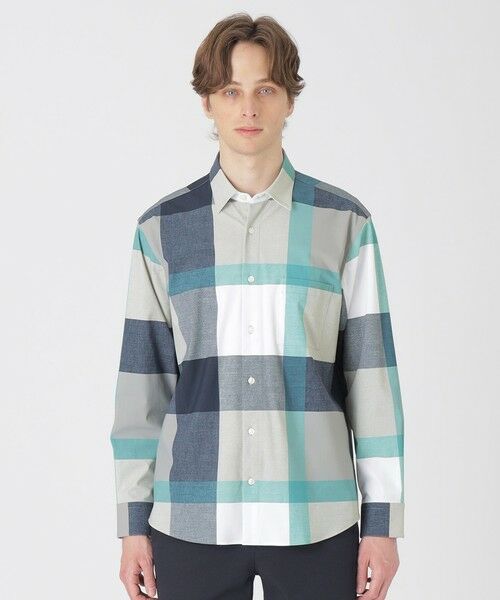 BLUE LABEL / BLACK LABEL CRESTBRIDGE/ブルーレーベル / ブラックレーベル・クレストブリッジ ナイロントリコットクレストブリッジチェックシャツ グレー1 L BLUE LABEL / BLACK LABEL CRESTBRIDGE/ブルーレーベル / ブラックレーベル・クレストブリッジ ナイロントリコットクレストブリッジチェックシャツ グレー1 L
