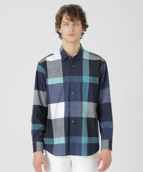 BLUE LABEL / BLACK LABEL CRESTBRIDGE/ブルーレーベル / ブラックレーベル・クレストブリッジ ナイロントリコットクレストブリッジチェックシャツ ブルー5 M BLUE LABEL / BLACK LABEL CRESTBRIDGE/ブルーレーベル / ブラックレーベル・クレストブリッジ ナイロントリコットクレストブリッジチェックシャツ ブルー5 M