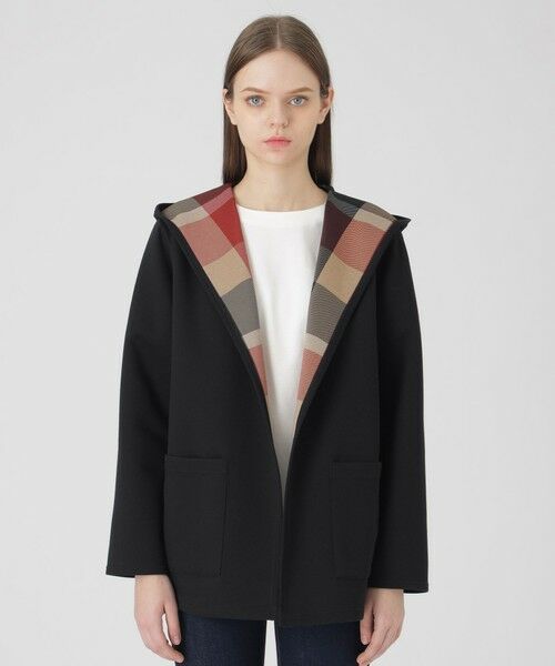 BLUE LABEL / BLACK LABEL CRESTBRIDGE/ブルーレーベル / ブラックレーベル・クレストブリッジ クレストブリッジチェックリバーシブルダンボールミディ丈コーディガン ブラック 38 BLUE LABEL / BLACK LABEL CRESTBRIDGE/ブルーレーベル / ブラックレーベル・クレストブリッジ クレストブリッジチェックリバーシブルダンボールミディ丈コーディガン ブラック 38