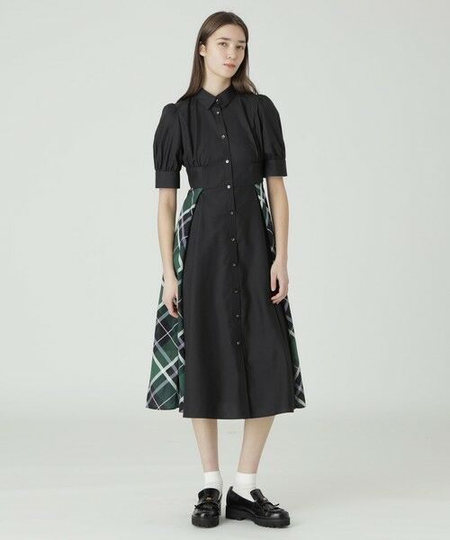 BLUE LABEL / BLACK LABEL CRESTBRIDGE/ブルーレーベル / ブラックレーベル・クレストブリッジ マイクロスパンポプリンシャツドレス ブラック 38 BLUE LABEL / BLACK LABEL CRESTBRIDGE/ブルーレーベル / ブラックレーベル・クレストブリッジ マイクロスパンポプリンシャツドレス ブラック 38