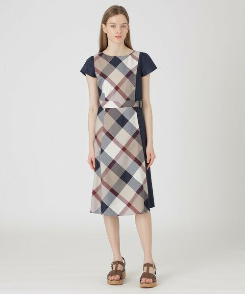 BLUE LABEL / BLACK LABEL CRESTBRIDGE/ブルーレーベル / ブラックレーベル・クレストブリッジ クレストブリッジチェックライトクロッシングツイル切替ドレス ネイビー3 36 BLUE LABEL / BLACK LABEL CRESTBRIDGE/ブルーレーベル / ブラックレーベル・クレストブリッジ クレストブリッジチェックライトクロッシングツイル切替ドレス ネイビー3 36