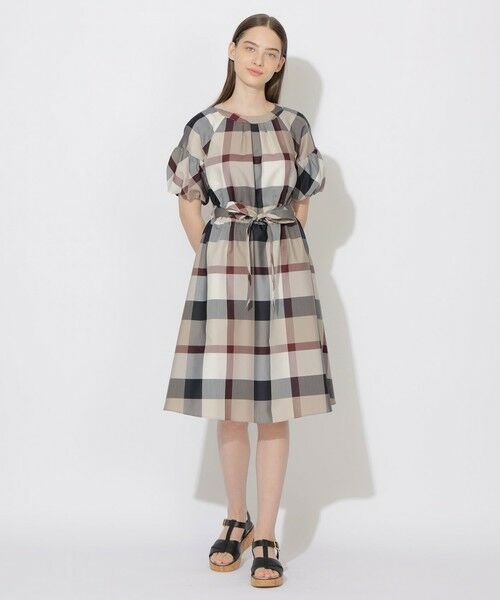 BLUE LABEL / BLACK LABEL CRESTBRIDGE/ブルーレーベル / ブラックレーベル・クレストブリッジ 【WEB限定】クレストブリッジチェッククロッシングツイルパフスリーブドレス ベージュ3 36 BLUE LABEL / BLACK LABEL CRESTBRIDGE/ブルーレーベル / ブラックレーベル・クレストブリッジ 【WEB限定】クレストブリッジチェッククロッシングツイルパフスリーブドレス ベージュ3 36