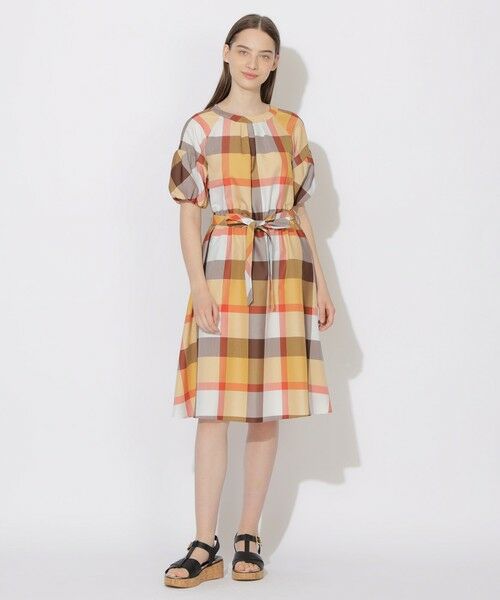 BLUE LABEL / BLACK LABEL CRESTBRIDGE/ブルーレーベル / ブラックレーベル・クレストブリッジ 【WEB限定】クレストブリッジチェッククロッシングツイルパフスリーブドレス オレンジ4 36 BLUE LABEL / BLACK LABEL CRESTBRIDGE/ブルーレーベル / ブラックレーベル・クレストブリッジ 【WEB限定】クレストブリッジチェッククロッシングツイルパフスリーブドレス オレンジ4 36