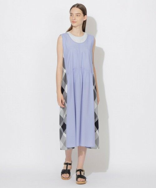 BLUE LABEL / BLACK LABEL CRESTBRIDGE/ブルーレーベル / ブラックレーベル・クレストブリッジ 【WEB限定】ナイロンコットンタフタパーシャルチェックジャンパースカート サックス1 38 BLUE LABEL / BLACK LABEL CRESTBRIDGE/ブルーレーベル / ブラックレーベル・クレストブリッジ 【WEB限定】ナイロンコットンタフタパーシャルチェックジャンパースカート サックス1 38