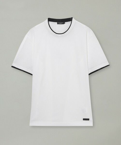 ブラックレーベルクレストブリッジ アームチェック カットソー ロンTシャツ 白 ショルダーチェックカットソー（カットソー）｜BLACK LABEL