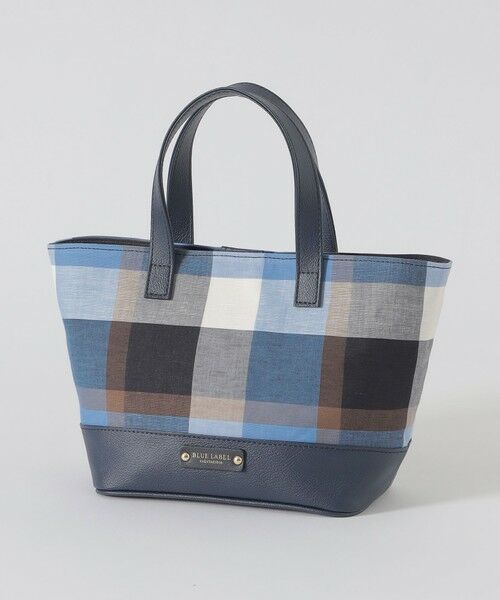 BLUE LABEL / BLACK LABEL CRESTBRIDGE / ブルーレーベル / ブラックレーベル・クレストブリッジ  ショルダーバッグ | クレストブリッジチェックコットンリネンミニトート（ブルー3）