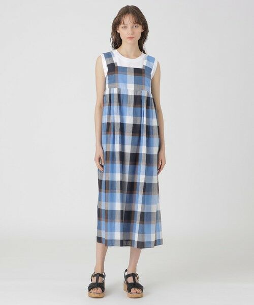 新品同様 ブルーレーベル チェックカットソーコンビドレス 定価38500