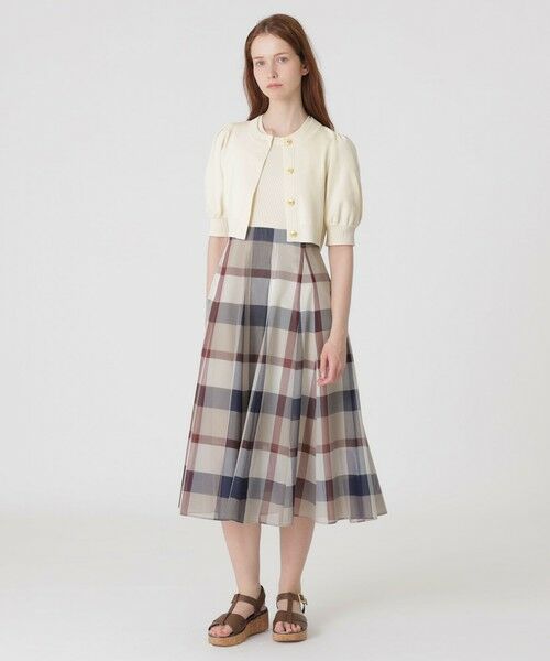 ★Hobbs London★ エリカ ベルト 付き ミディ ドレス 美人百花コラボ】ニットドッキングドレス （ドレス）｜BLUE