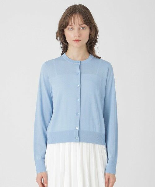 BLUE LABEL / BLACK LABEL CRESTBRIDGE / ブルーレーベル / ブラックレーベル・クレストブリッジ  ニット・セーター | クールファインニットクルーネックカーディガン（サックス1）