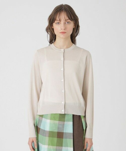 BLUE LABEL / BLACK LABEL CRESTBRIDGE / ブルーレーベル / ブラックレーベル・クレストブリッジ  ニット・セーター | クールファインニットクルーネックカーディガン（ベージュ1）