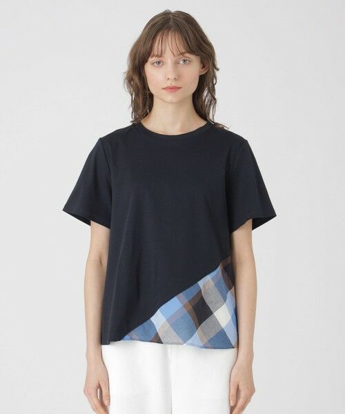 セール】 コンパクトピマスムースバイアスチェックTシャツ