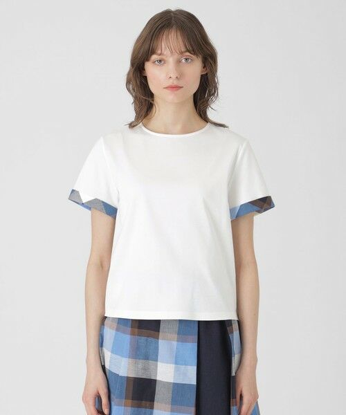 セール】 コンパクトピマスムースバックチェックTシャツ セール】 コンパクトピマスムースバックチェックTシャツ