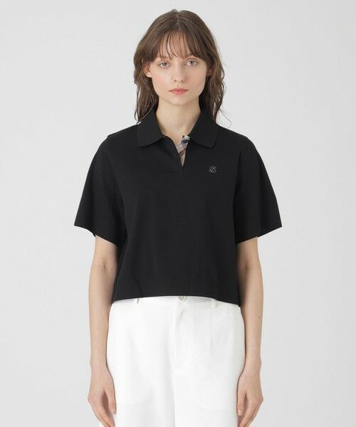 BLUE LABEL / BLACK LABEL CRESTBRIDGE / ブルーレーベル / ブラックレーベル・クレストブリッジ  カットソー | コットンセーターマシーンコンパクトポロ（ブラック）