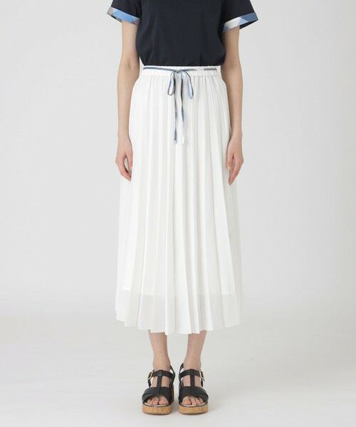BLUE LABEL / BLACK LABEL CRESTBRIDGE/ブルーレーベル / ブラックレーベル・クレストブリッジ ガーゼライクツイルプリーツスカート ホワイト 36 BLUE LABEL / BLACK LABEL CRESTBRIDGE/ブルーレーベル / ブラックレーベル・クレストブリッジ ガーゼライクツイルプリーツスカート ホワイト 36