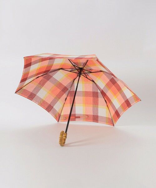 【新品,未使用】ブルーレーベルクレストブリッジ ベージュ折り畳み傘/傘 セール】 クレストブリッジチェックコットンリネン折り畳み傘