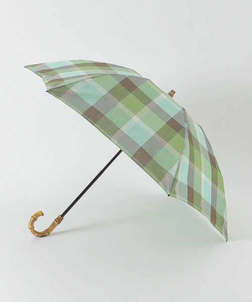 セール】 クレストブリッジチェックコットンリネン折り畳み傘