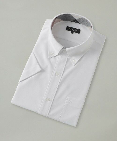 BLUE LABEL / BLACK LABEL CRESTBRIDGE / ブルーレーベル / ブラックレーベル・クレストブリッジ  シャツ・ブラウス | トリコットカラミ調ハーフボタンダウンシャツ（ホワイト）
