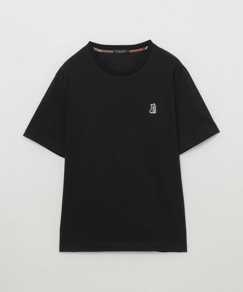 ブルーレーベル サイドチェックカットソー Tシャツ　ブラック セール】 テクスチャータックサイドチェックTシャツ