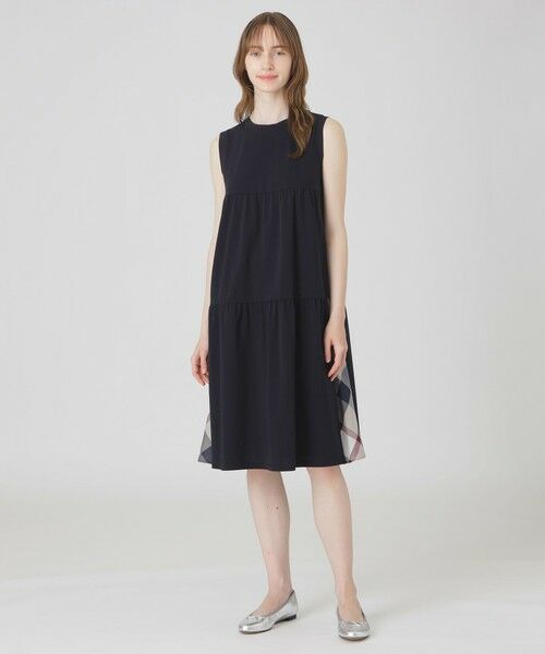 BLUE LABEL / BLACK LABEL CRESTBRIDGE / ブルーレーベル / ブラックレーベル・クレストブリッジ  ドレス | コンパクトポンチティアードドレス（ネイビー3）