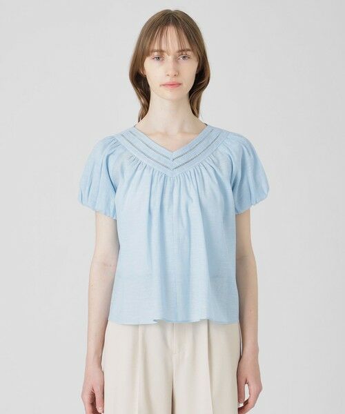 BLUE LABEL / BLACK LABEL CRESTBRIDGE / ブルーレーベル / ブラックレーベル・クレストブリッジ  シャツ・ブラウス | シルキーローンボリュームブラウス（サックス1）