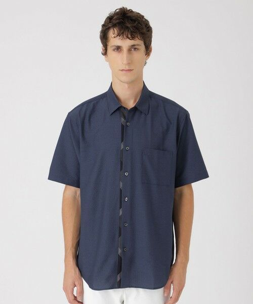 BLUE LABEL / BLACK LABEL CRESTBRIDGE / ブルーレーベル / ブラックレーベル・クレストブリッジ  シャツ・ブラウス | ドットエア2WAYストレッチサッカーシャツ（ネイビー1）