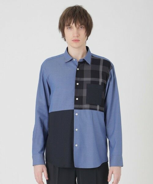 【BLACK LABEL CREST BRIDGE】パッチワークデザインシャツ BLACK LABEL CRESTBRIDGE シャツ パッチワークチェック